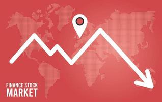 infografica recessione economica con mappa freccia e terra vettore