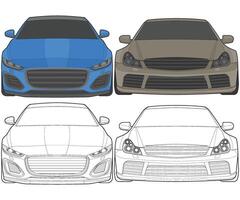 impostato di davanti Visualizza vettore illustrazione di isolato evidenziare colore auto su bianca sfondo, veicolo nel un' piatto cartone animato stile.