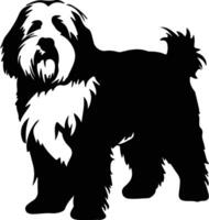 vecchio inglese cane da pastore nero silhouette vettore