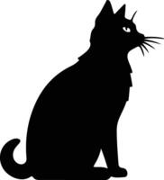 europeo capelli corti gatto nero silhouette vettore