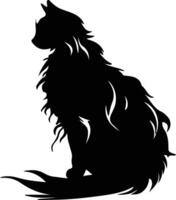 orientale capelli lunghi gatto nero silhouette vettore