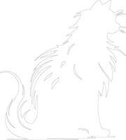 orientale capelli lunghi gatto schema silhouette vettore