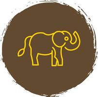 elefante linea cerchio giallo icona vettore
