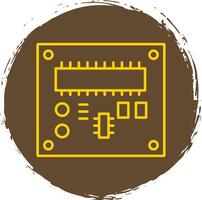 pcb tavola linea cerchio giallo icona vettore