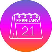21 di febbraio linea pendenza cerchio icona vettore