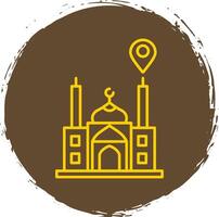 moschea Posizione linea cerchio giallo icona vettore