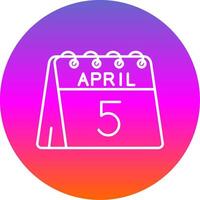 5 ° di aprile linea pendenza cerchio icona vettore