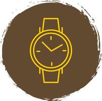 orologio da polso linea cerchio giallo icona vettore