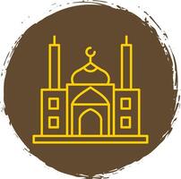 moschea linea cerchio giallo icona vettore