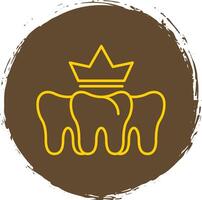 dentale corona linea cerchio giallo icona vettore