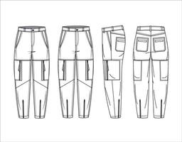 vettore carico pantaloni tecnico moda illustrazione grigio design jeans pantaloni moda piatto tecnico disegno