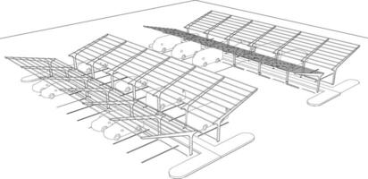 3d illustrazione di parcheggio lotto vettore