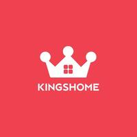 kingshome corona logo su un' vivace rosso sfondo vettore