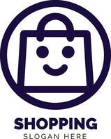 moderno shopping Borsa logo design con slogan segnaposto nel minimalista stile vettore