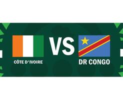 avorio costa e dr congo incontro emblemi bandiere africano nazioni 2023 squadre paesi africano calcio simbolo logo design vettore illustrazione
