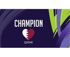 Qatar campione bandiera cuore asiatico nazioni 2023 emblema squadre paesi asiatico calcio simbolo logo design vettore illustrazione