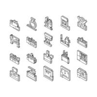 metallo Lavorando macchina collezione isometrico icone impostato vettore