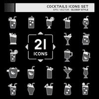 icona impostato cocktail. relazionato per ristoranti simbolo. lucido stile. semplice design modificabile. semplice illustrazione vettore