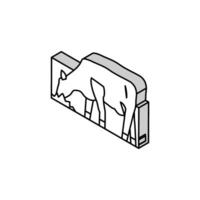 mucca mangiare erba isometrico icona vettore illustrazione