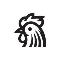 semplice nero pollo testa logo, pollo icona vettore