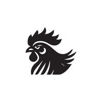 semplice nero pollo testa logo, pollo icona vettore