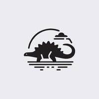 nero dinosauro sagome, dinosauro logo icona vettore