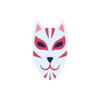 cartone animato colore totale giapponese kitsune maschera. vettore