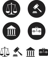 set di icone di legge e giustizia vettore