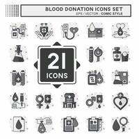 icona impostato sangue donazione. relazionato per umanità simbolo. comico stile. semplice design modificabile. semplice illustrazione vettore