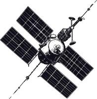 ai generato silhouette satellitare comunicazione nel spazio nero colore solo vettore