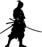 ai generato silhouette samurai nero colore solo pieno corpo vettore