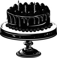 ai generato silhouette compleanno torta nero colore solo vettore