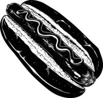 ai generato silhouette hot dog nero colore solo vettore