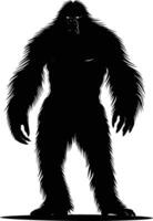 ai generato silhouette yeti il mitico creatura antico bestia nero colore solo vettore