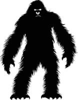 ai generato silhouette yeti il mitico creatura antico bestia nero colore solo vettore