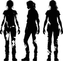 ai generato silhouette zombie donne nero colore solo pieno corpo vettore