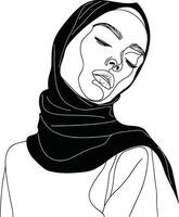 ai generato estetico donne hijab continuo linea arte stile simbolo di donne giorni vettore