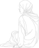 ai generato estetico donne hijab continuo linea arte stile simbolo di donne giorni vettore