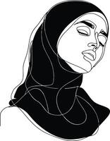 ai generato estetico donne hijab continuo linea arte stile simbolo di donne giorni vettore