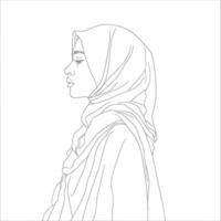 ai generato estetico donne hijab continuo linea arte stile simbolo di donne giorni vettore