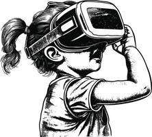 ai generato bambino giocando virtuale la realtà cuffia nero colore solo vettore