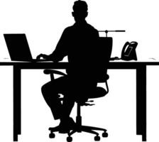 ai generato silhouette ufficio scrivania con il computer portatile persone opera dentro vettore