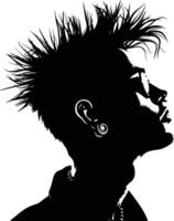 ai generato silhouette punk uomo testa pelle testa nero colore solo pieno corpo vettore