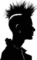 ai generato silhouette punk uomo testa pelle testa nero colore solo pieno corpo vettore