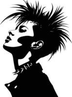 ai generato silhouette punk signora donna pelle testa nero colore solo vettore