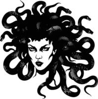 ai generato silhouette medusa il mitico creatura con capelli di serpente vettore