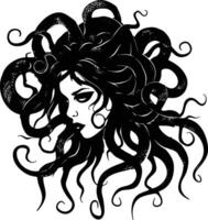 ai generato silhouette medusa il mitico creatura con capelli di serpente vettore