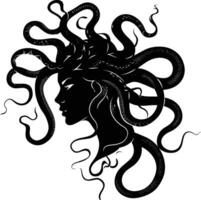 ai generato silhouette medusa il mitico creatura con capelli di serpente vettore