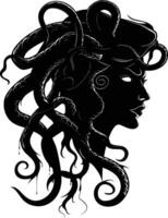 ai generato silhouette medusa il mitico creatura con capelli di serpente vettore