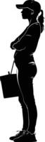 ai generato silhouette consegna donna nero colore solo pieno corpo vettore
